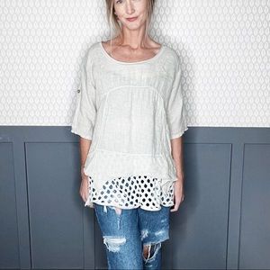 Made In Italy 100% Linen Taupe Top